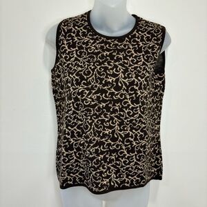 Vintage Talbots Silk Cashmere Blend Sleeveless Sweater tank top Small Brown Tan